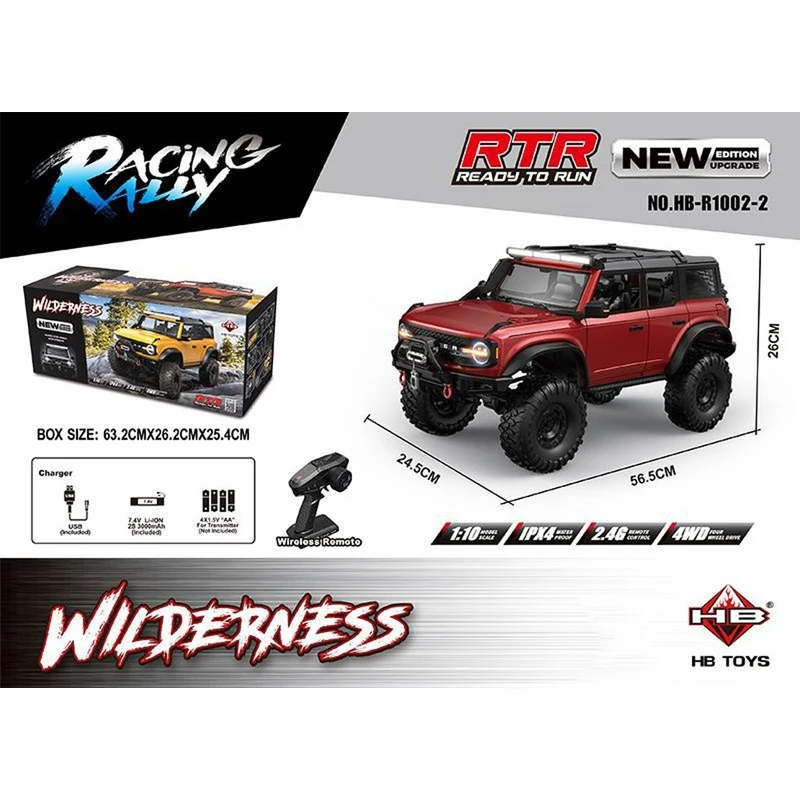 Rc Crawler 1/10 Rc Car 4wd Rtr Hb R1001 With Led 2.4g Electric Remote Control Rock Buggy Off-Road Vehicle Rc Cars For Adults Toy