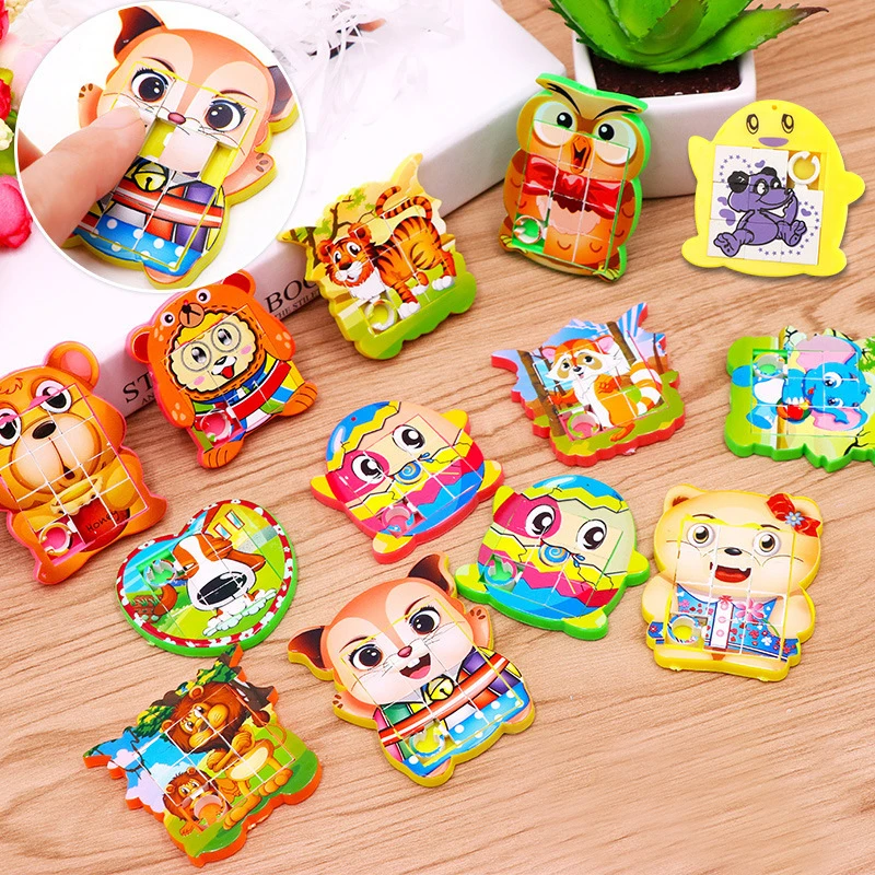 2Pcs Children's Educational Toys Post-80s Nostalgia Puzzle Toys Creative Animal Pattern Plane Sliding Cartoon Moving Puzzle Toys