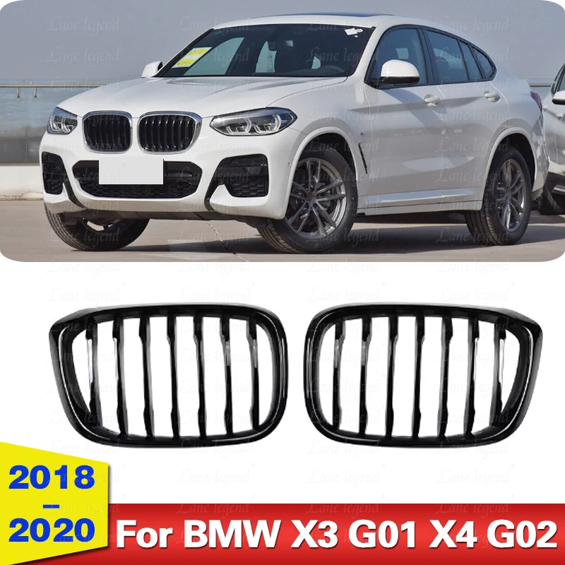 

For BMW X3 X3M G01 X4 G02 2018-2020 Front Bumper Grill Grille Gloss Black Single Slat Sport Style Car Replacement