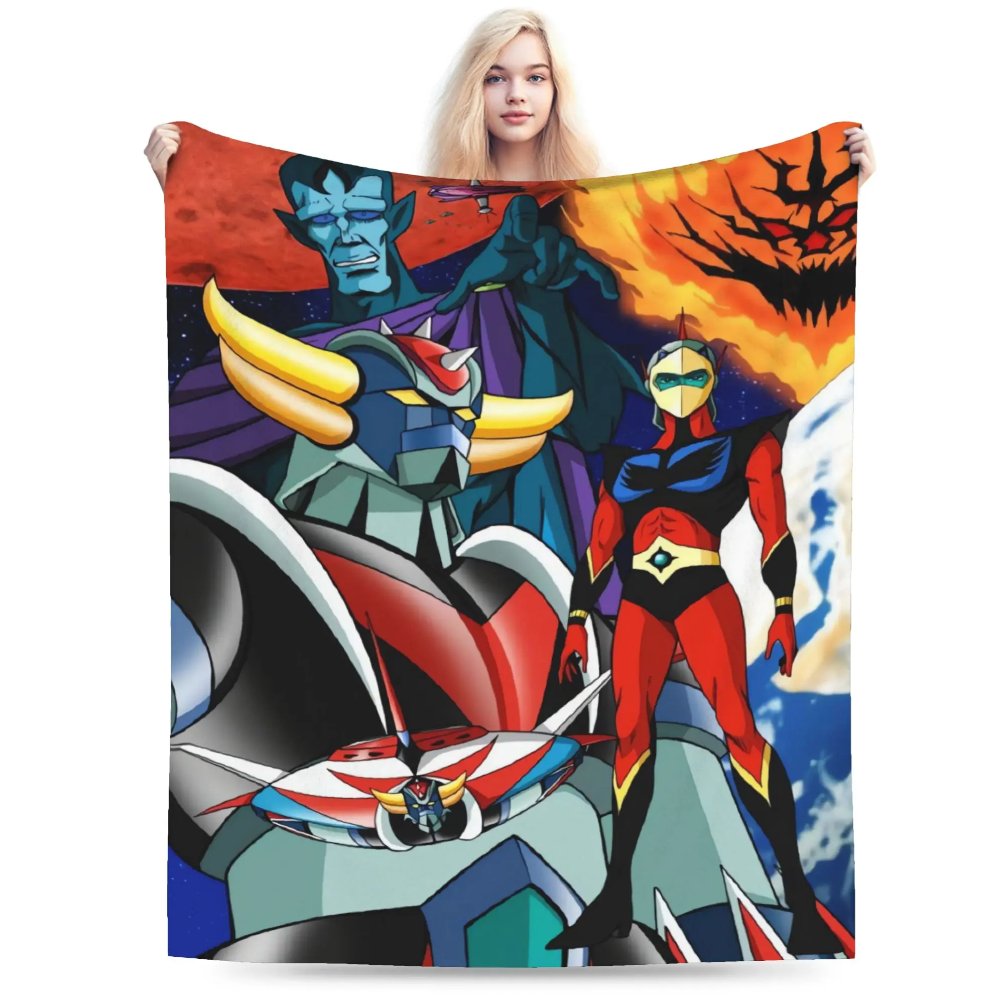 Warm Soft Blanket Kids Camping Ufo Robo Grendizer Goldorak Bedding Throws  Flannel Bedspread For Home Decor Sofa Bed Cover