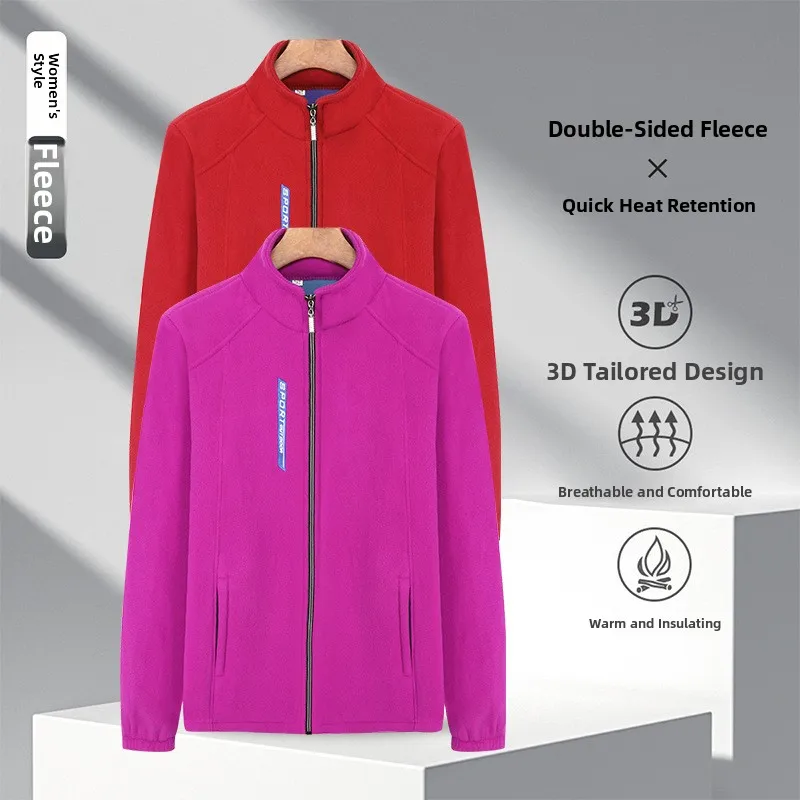 Módní ležérní dámská fleecová bunda s tepelnou izolací, bavlněná svrchní oděv pro dámy středního a staršího věku - náhled 4