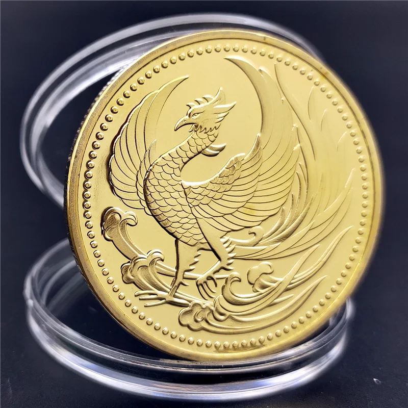 Phoenix Commemorative Coin Japan Traditional Culture Gold-plated National Flower Chrysanthemum Challenge Coins