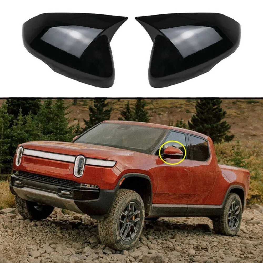 

For Rivian R1S/R1T 2022 - 2024 Black Horn Rear View Side Door Cover Trim -