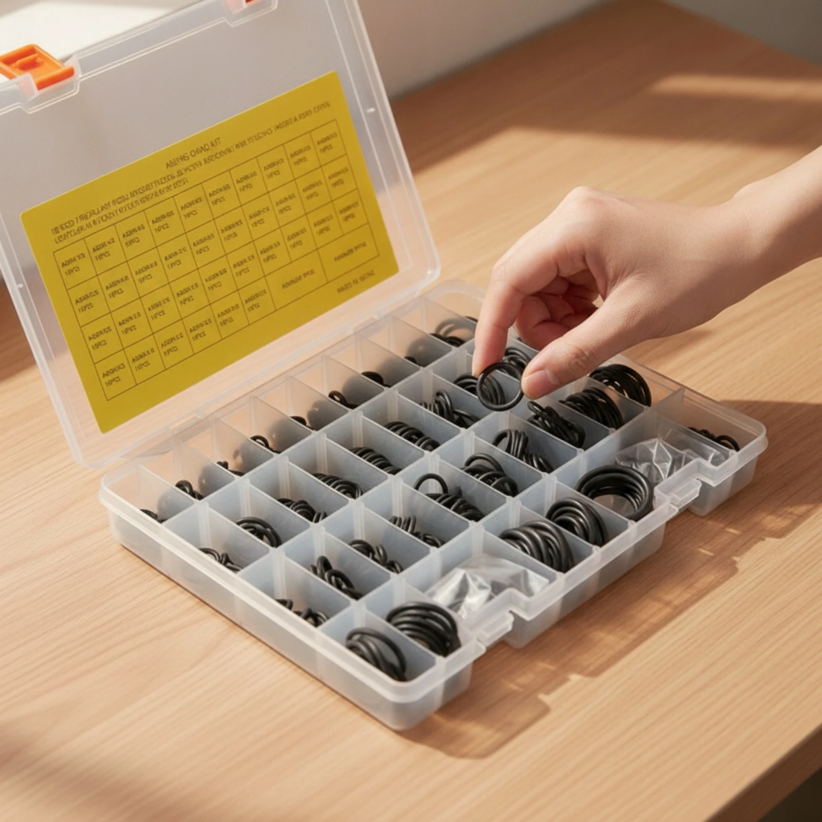 Durable Storage Case Organizer Box O Ring Assortment with Box Clear Compartment Design for Workshop and Home Repairs