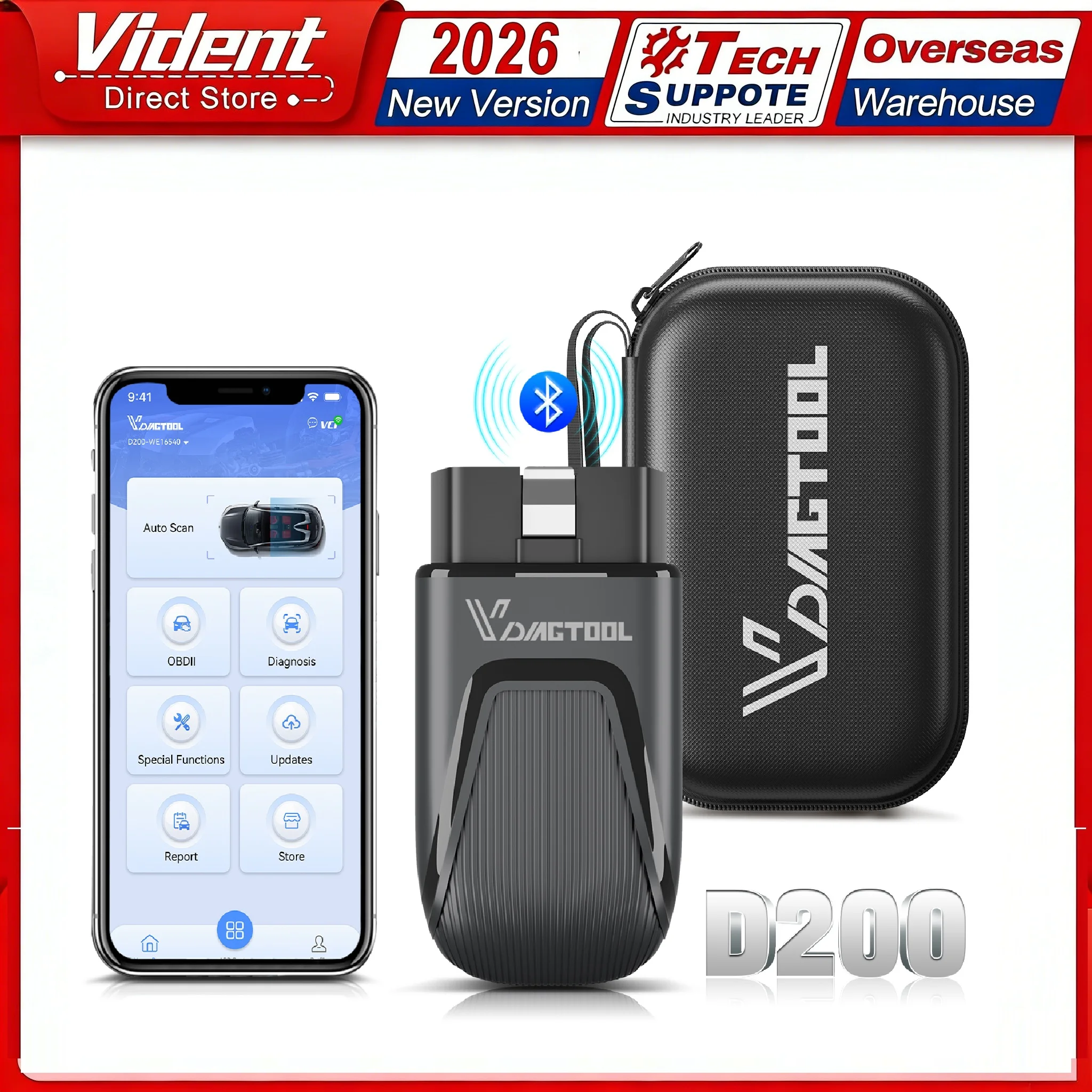 

VDIAGTOOL D200 Автомобильный OBD2 сканер Полная система Автомобильный диагностический инструмент Инструменты двунаправленного сканирования J2534 26+ Сброс FCA CANFD