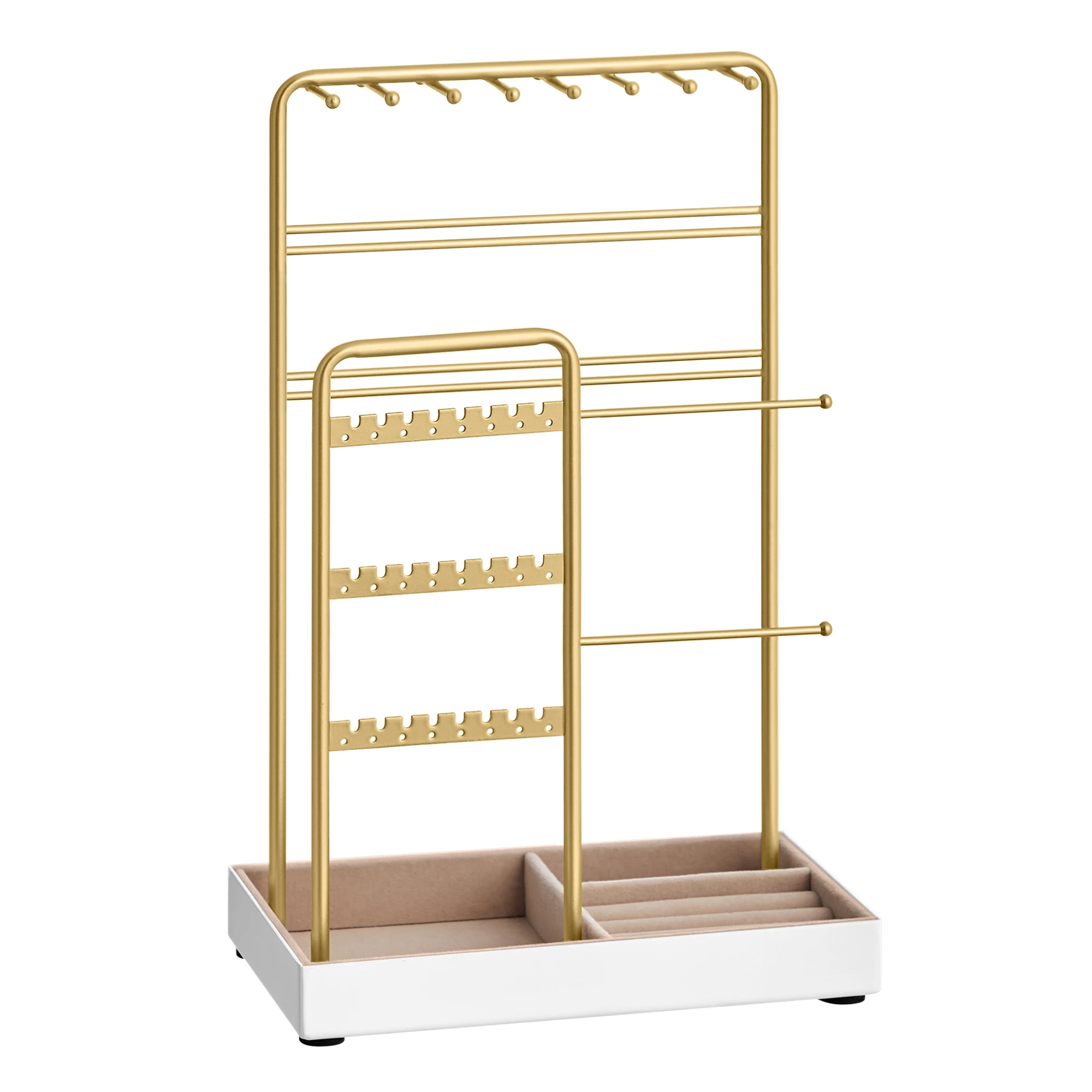 SONGMICS Jewelry Holder, Jewelry Organizer, Jewelry Display Stand with Metal Frame and Velvet Tray