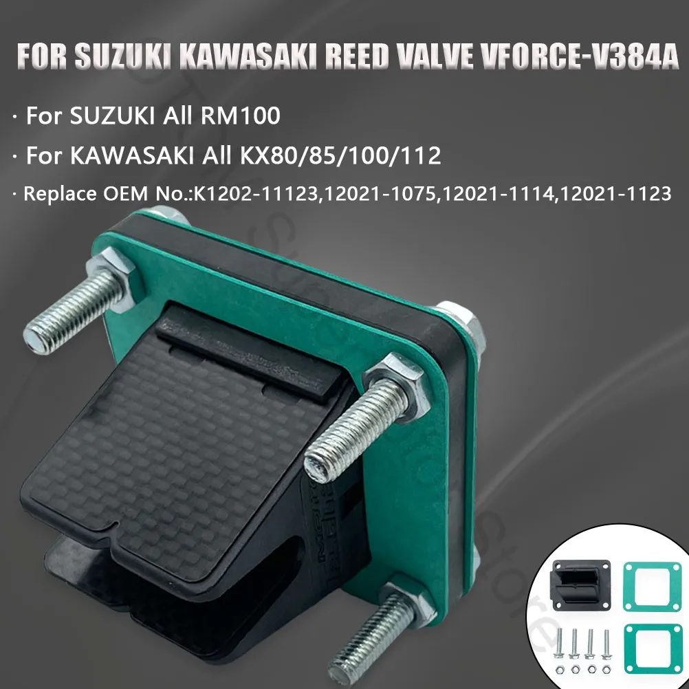 For KAWASAKI SUZUKI Motorcycle Intake Reed Valve Carbon Fiber Gaskets Assy VFORCE V384A RM100 KX80 KX85 KX100 KX112 K1202-11123