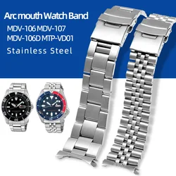 For Casio Watchband MDV-106 MDV-107 MDV-106D MTP-VD01 Stainless Steel Metal Men Strap Wristband 22mm Arc mouth Watch Band