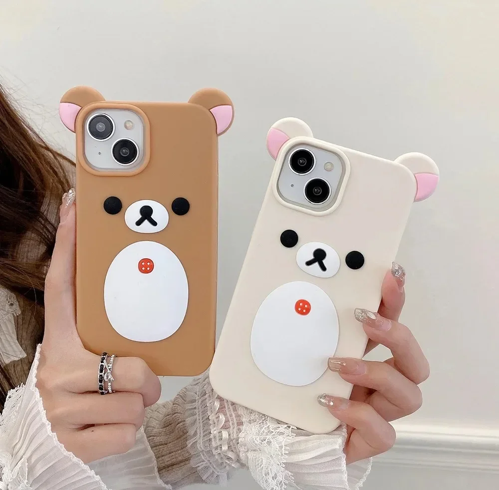 Niedliche Cartoon-3D-Rilakkuma-Bär-Telefonhülle für iPhone 17, 16, 15, 14, 13, 12, 11, Pro Max, weiche, stoßfeste Silikon-Schutzhülle – Detail 11