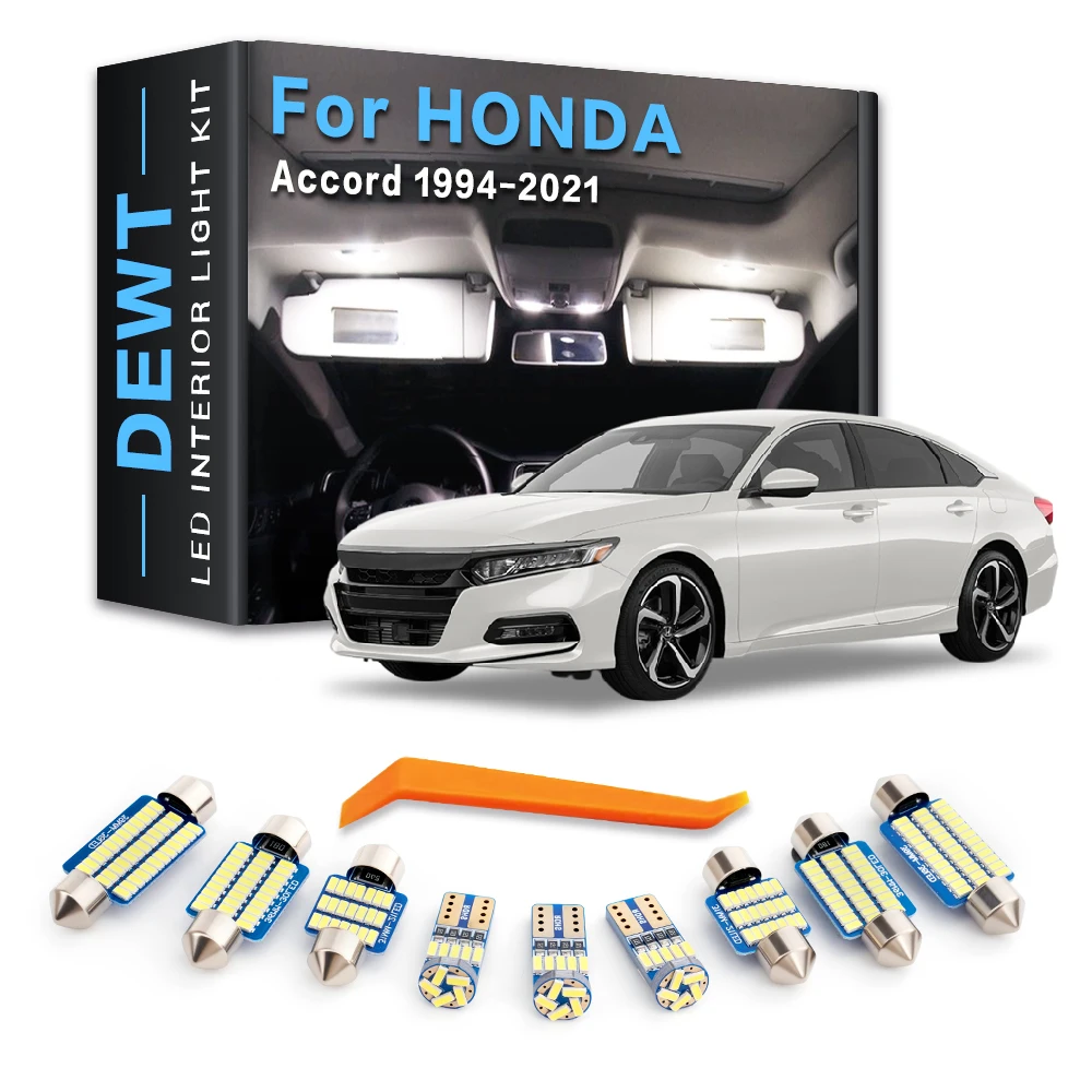Car LED Interior Dome Light Kit For Honda Accord 4 5 6 7 8 9 10 TH 1986 - 2021 2020 2019 2018 2017 Sunvisor Trunk Bulb Canbus