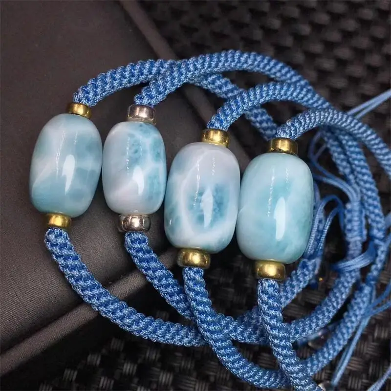 Natural Larimar Bucket Bead Bracelet Fashion Energy Stone Reiki Healing Crystal Strand Fengshui Gift 1PCS