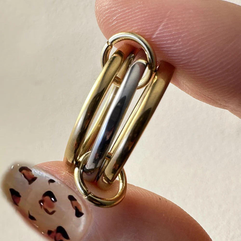 Anillos apilables de acero inoxidable, diseño minimalista de dos colores, tres piezas, tamaño 5-13, anillo Spinelli Kilcollin para mujer, joyería nueva