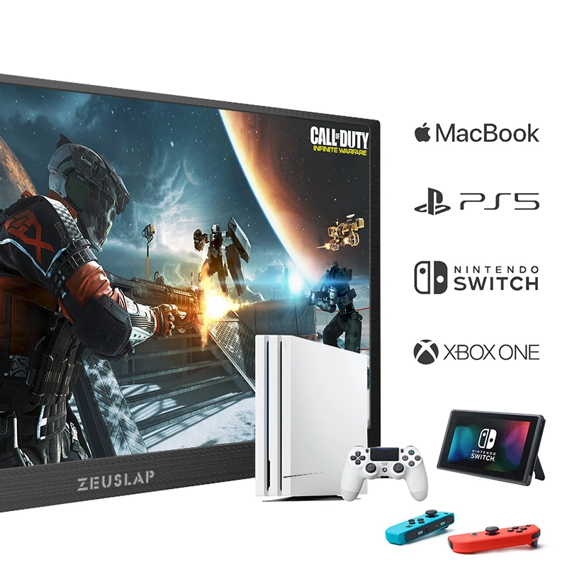 15.6inch Remote Control 1080P FHD 4K UHD IPS Screen Portable Monitor HDMI-Compatible Type C Screen for PS4 SWITCH Macbook Pro