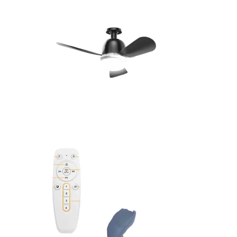 24'' Socket Fan Lights with Remote Control, 3-Color Dimmable LED, 4 Speeds, E26/E27 Bulb Compatible, 2000 Lumens