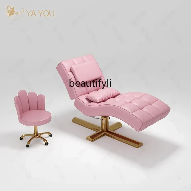 D178   Beauty bed S-shaped eyelash bed pattern embroidery, face bed height and head adjustable