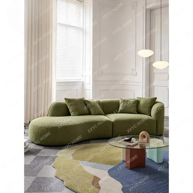 Palace Yuyue sofa retro medieval style horizontal hall curved special-shaped dark green fabric sofa can be fully disassembled an