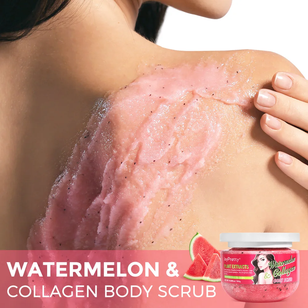 

Joypretty Watermelon Collagen Body Scrub Exfoliating Cleansing Natural Fruit Scent Removes Dead Skin Smooth Glow Body Care 300g