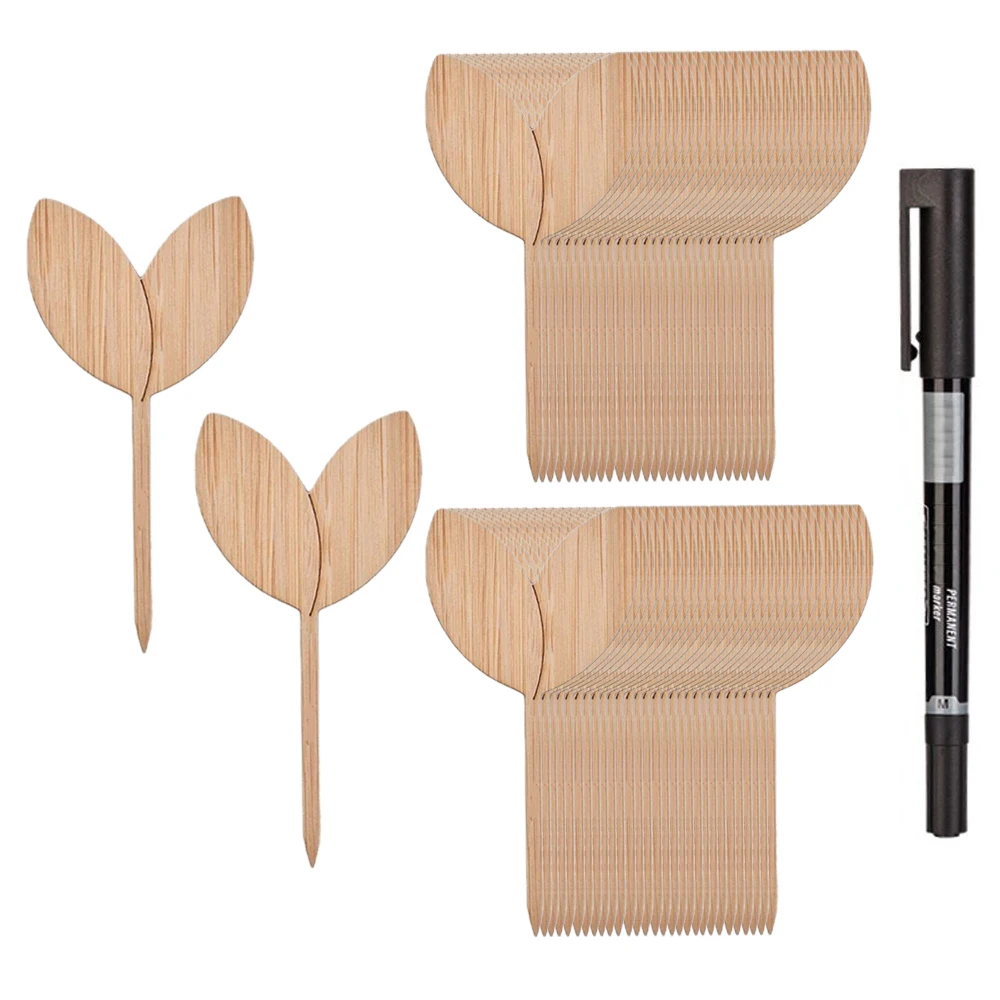 60pcs Wooden Garden Labels Eco-Friendly Plant Signage Card Tags for Seed Potted Herbs Flowers Vegetables Tools with a Marker Pen