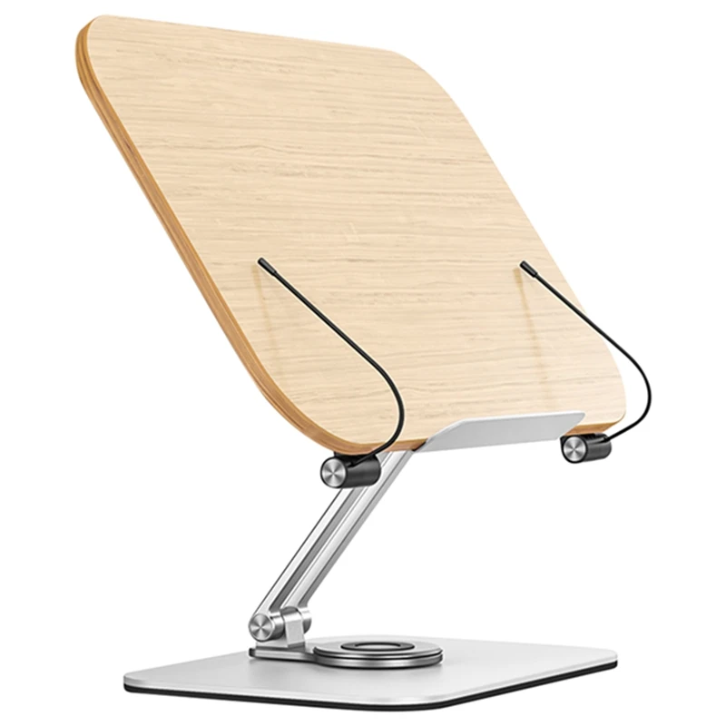 

Foldable Desktop Holder Adjustable Bracket For Reading,With 360° Rotating Base & Page Clips