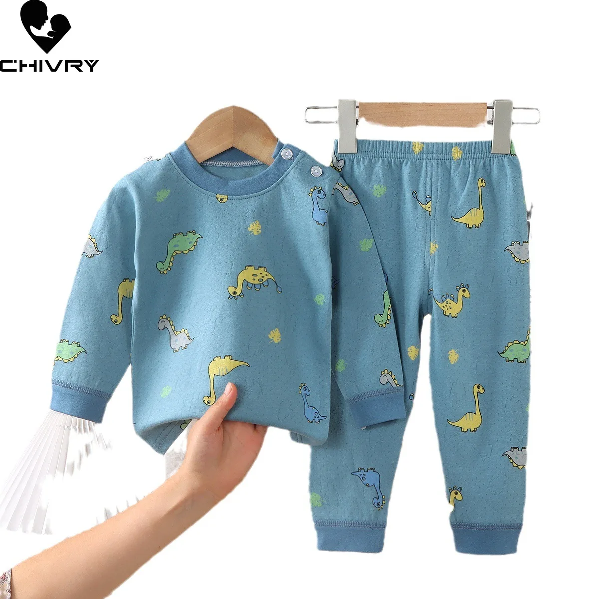 2023 New Kids Boys Girls Pajamas Sets Cute Cartoon Print Long Sleeve T-Shirt Tops with Pants Baby Autumn Winter Sleeping Clothes