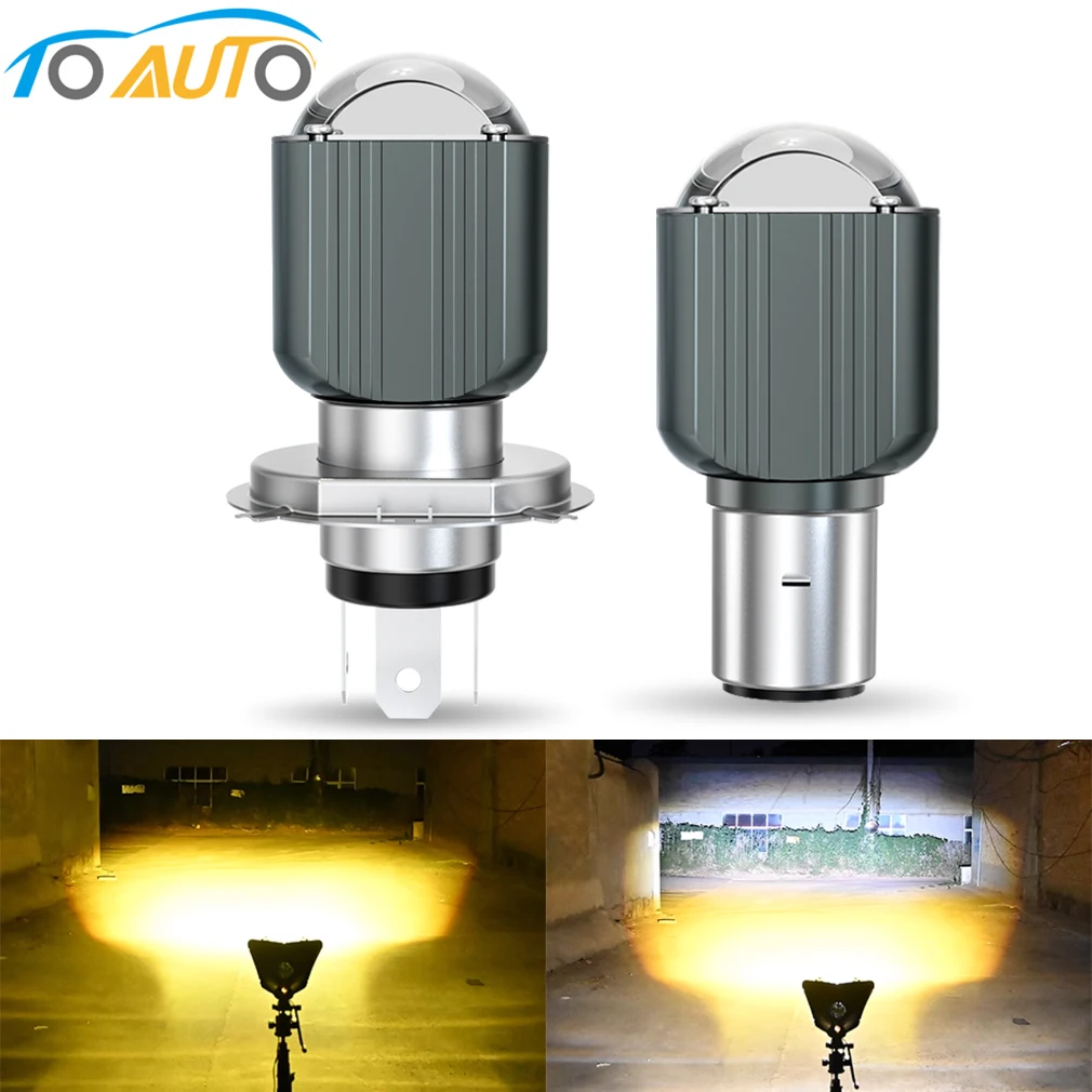 

H4 H6 Motorcycle LED Headlight BA20D LED Bulb Super Bright 12000LM 15W High Lo Beam Fog Light with Lens for Motorbike Light 12V