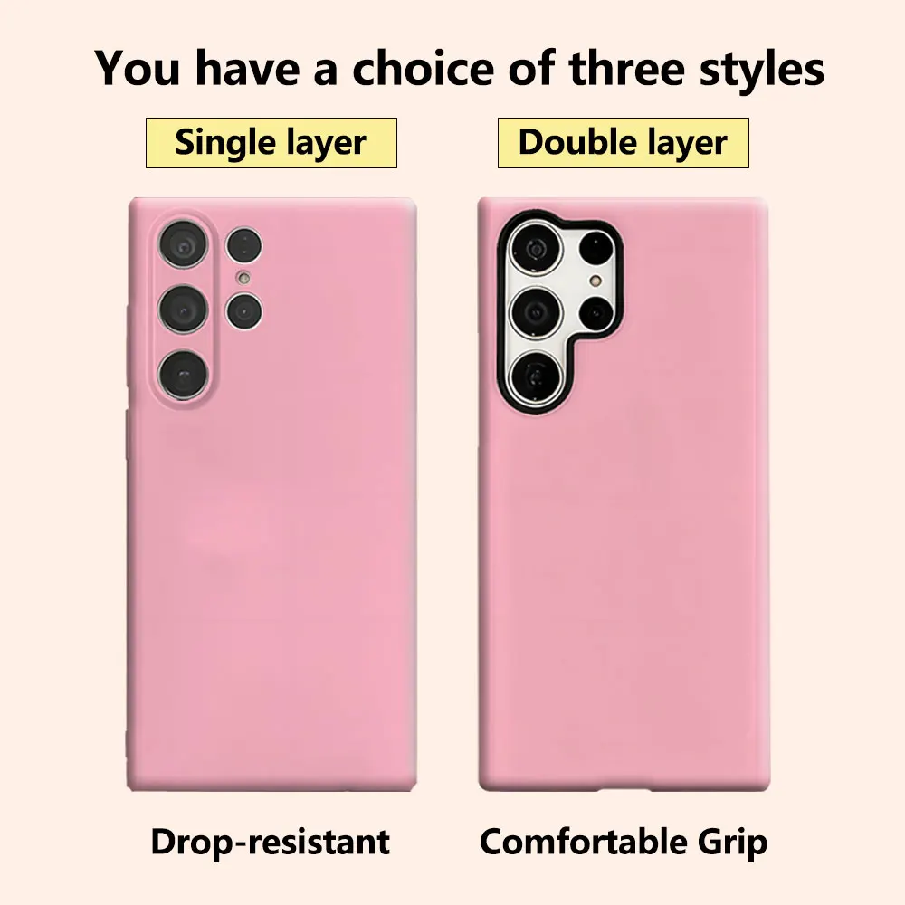Pastel Pink Phone Case for Samsung Galaxy S26 S25 Ultra S24 S23 Ultra Plus Shockproof Double layer tough Back Cover
