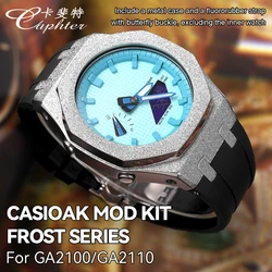 Casioak MOD Kit Metal Watch Case Frosted Bezel Fluororubber Strap Watchband For Casio For G-Shock GA-2100 GA2110 GA-B2100