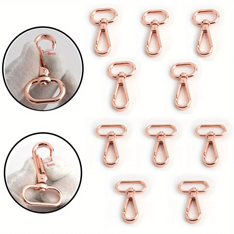 5PCS Crossbody Bag Wallet Rose Gold Rotating Lobster Carabiner Pet Belt Buckle Key Chain Metal Buckle DIY Oval Spring Hook