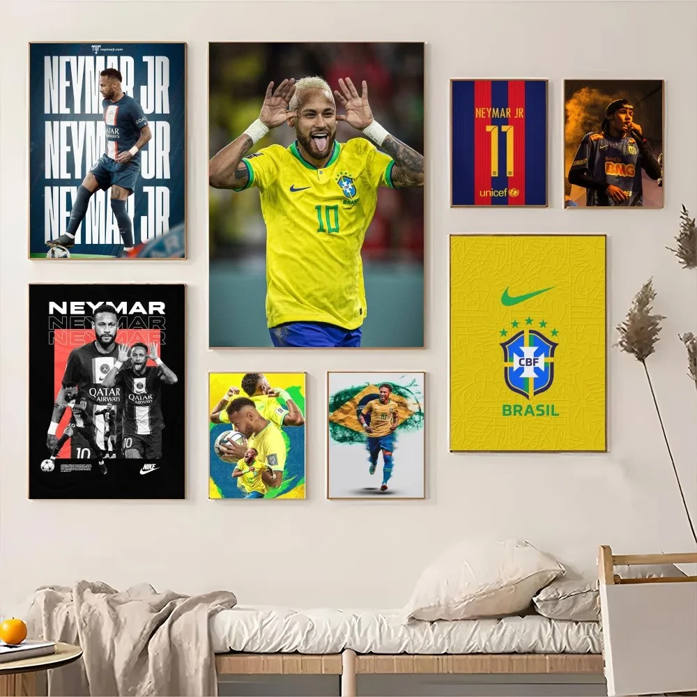 1PC N-Neymar Poster Self-adhesive Art Waterproof Paper Sticker Coffee House Bar Room Wall Decor