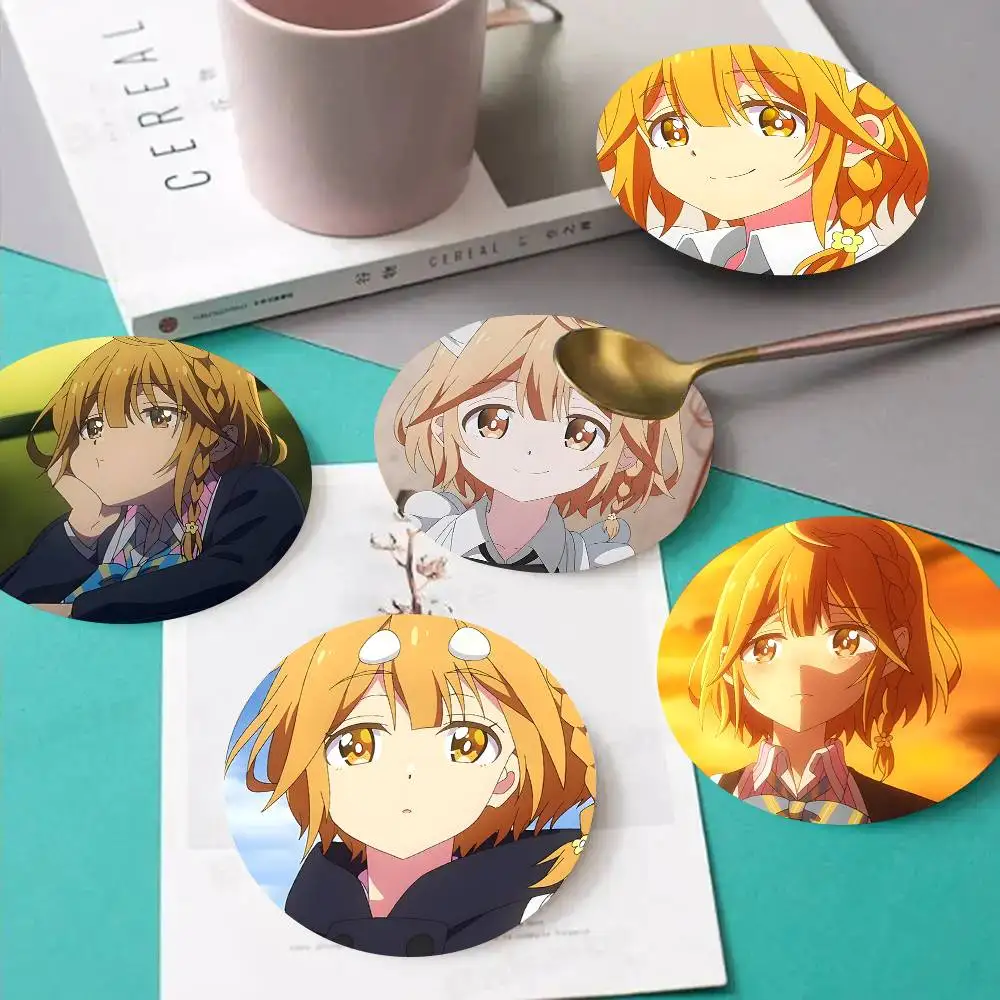 1pc Yoshino Koiwai Anime Characters Wooden Coaster Colour Printing Cup Mat Home Desk Decoration Gifts