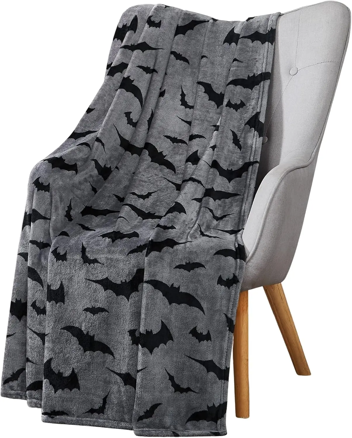 Halloween Bat Star Print Flannel Blanket Warm Throw Blanket Orange Black Pattern Home Sofa Bed Decor Holiday Gift for Men Women