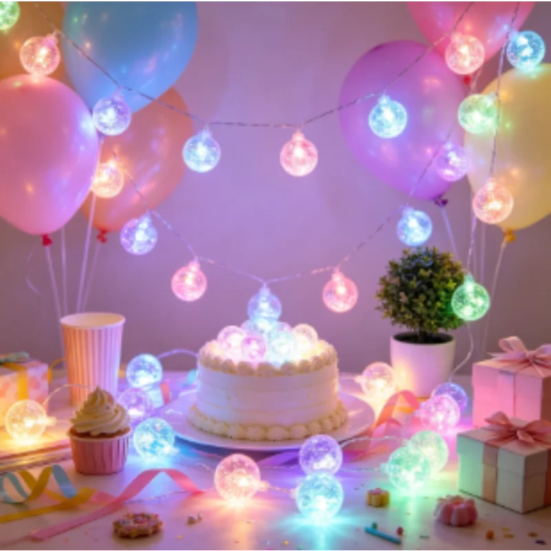 5M Solar Crystal Ball Fairy Lights, 20 LED Decorative String Lights for Christmas Holiday Indoor Decor
