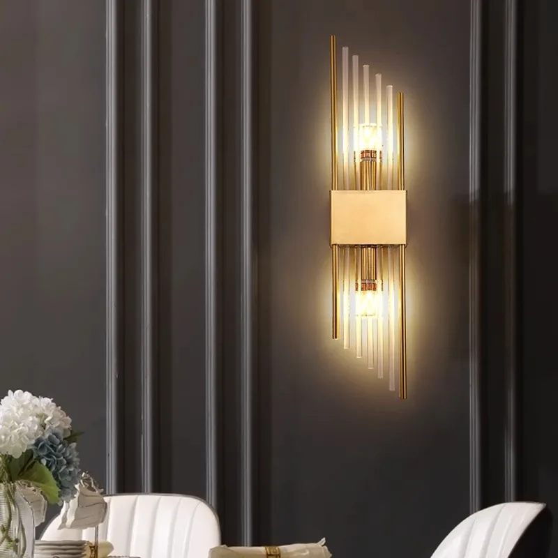 LED stainless steel glass wall sconce with creative bevelled opening, suitable for home decoration in hallway, study, bedroom.