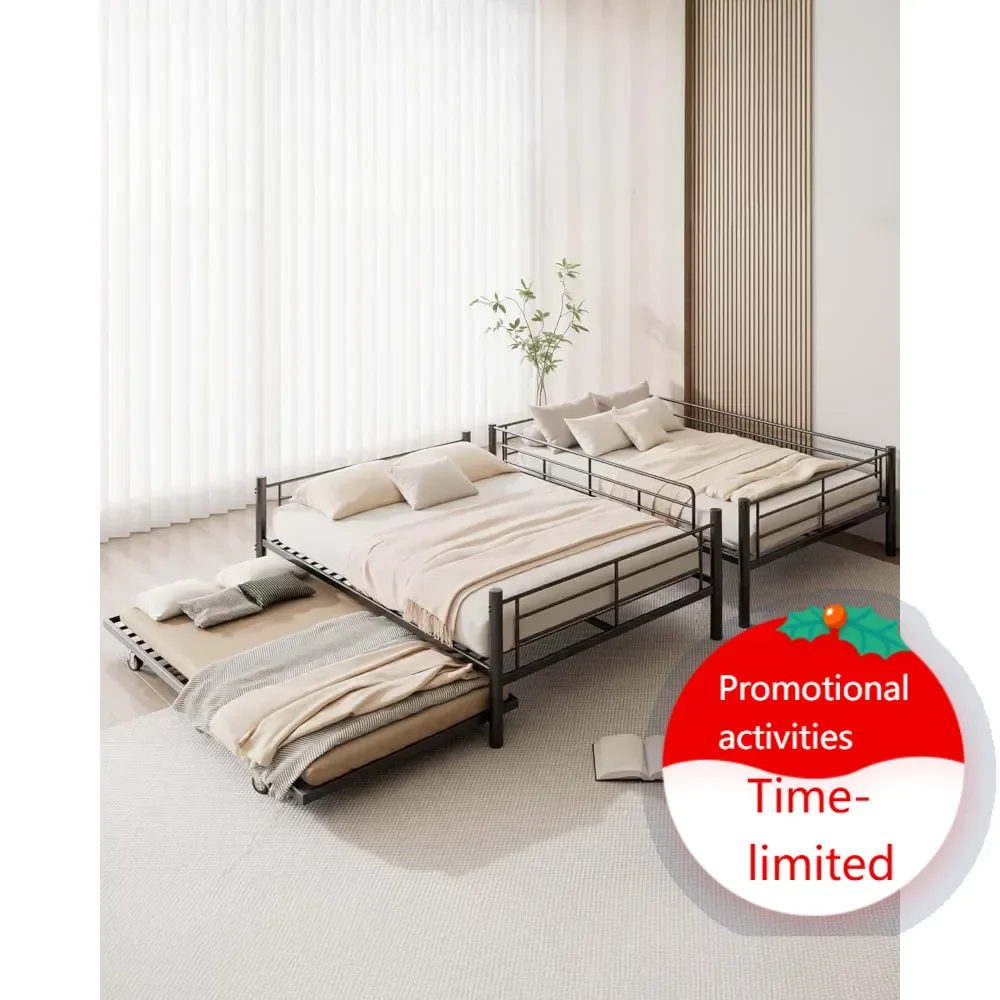 

Горячая распродажа: Двухъярусная кровать Full Over Full с выдвижной кроватью-трансформером, прочный металлический каркас с полноразмерными защитными ограждениями и лестницей, 3-в-1, трансформируемая.