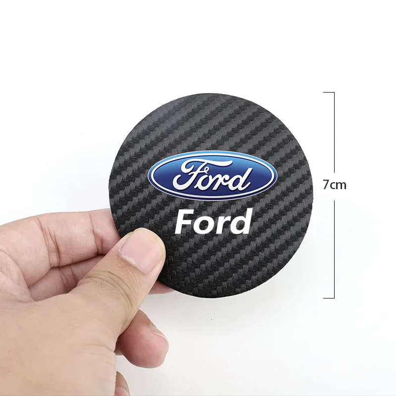 2Pcs Carbon Fiber Car Water Slot Non-Slip Cup Mat For Ford Focus Fiesta Puma Ranger Kuga MK7 MAX F150 Mondeo