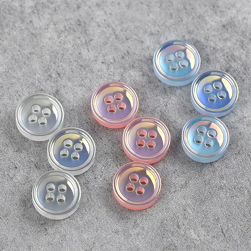 10/20pcs 11mm Buttons Resin AB Colorful 4 Holes Round Button Handmade DIY Sewing Supplies Clothing Accessories Shirts Decoration