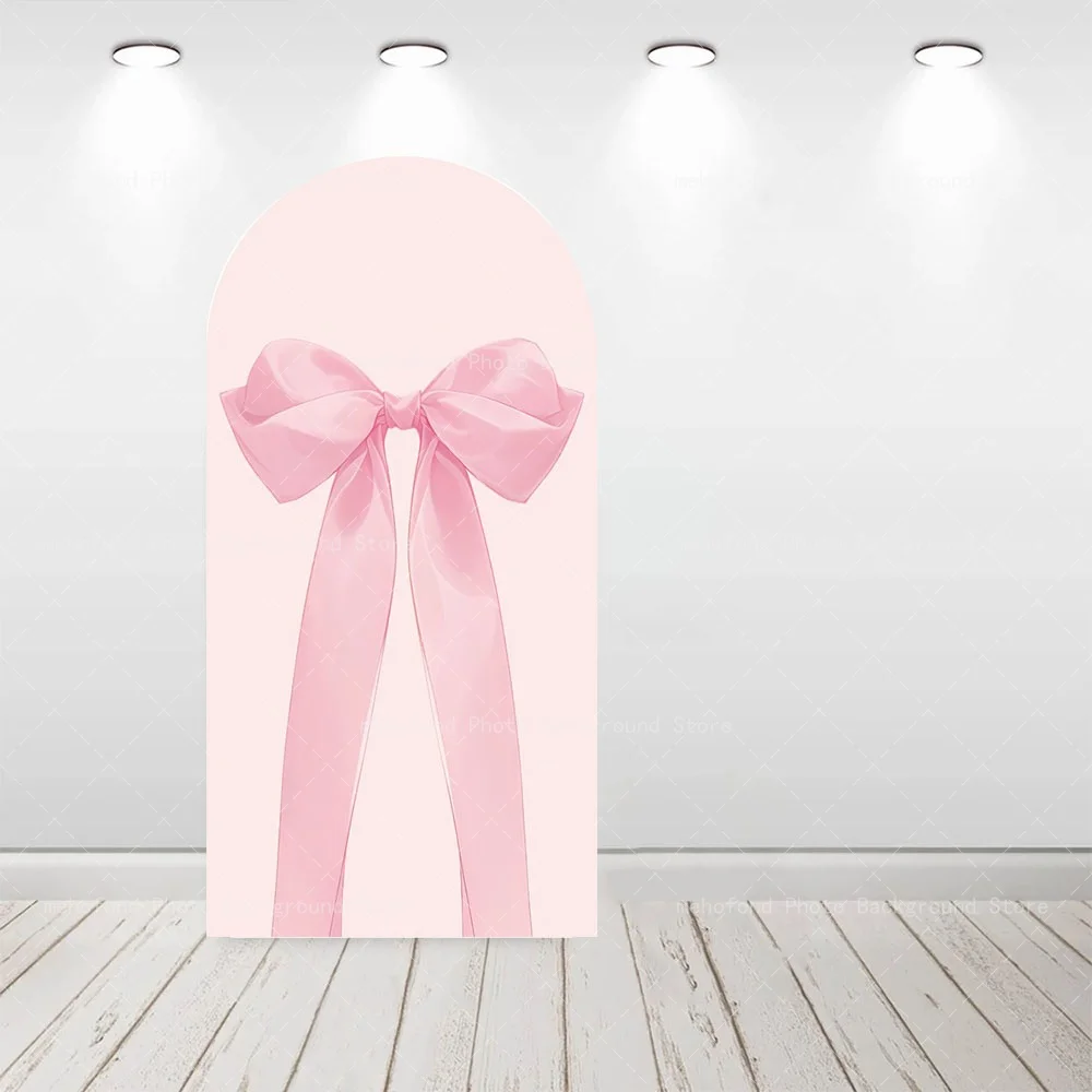 Mehofond قوس التصوير خلفية شخصية الوردي القوس زهرة الاطفال الطفل حفلة عيد ميلاد ديكور استوديو التصوير الخلفية