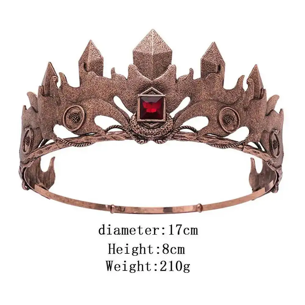 

Ретро круглая средневековая корона для мужчин король регулируемый синий кристалл Хэллоуин головные уборы Европейский и американский сценический костюм