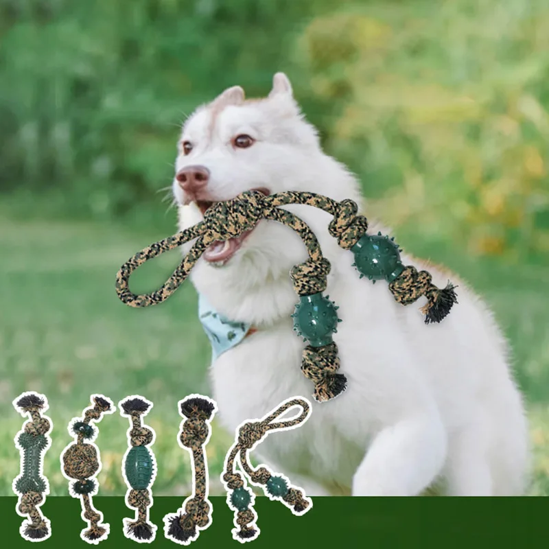 

Camouflage Cotton Rope Knot Dog Toy Durable Tooth Clean Training Interactive Pet Toy for Large Dog Pitbull Labrador Supplies
