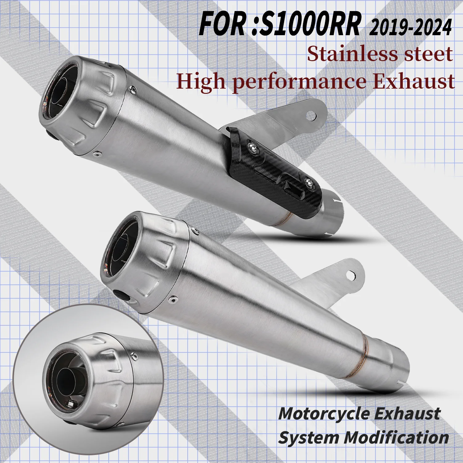 

For S1000RR Motorcycle modification exhaust stainless steel Moto Muffler for S1000RR/s1000rr 2019-2024