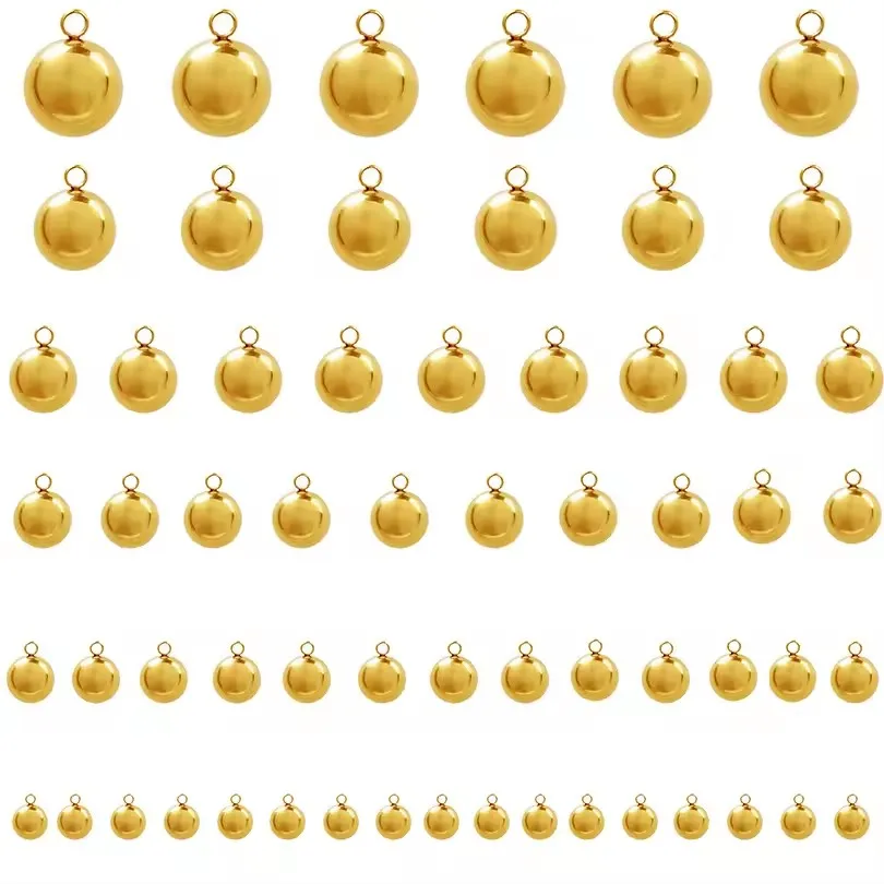 20PCS Ball Charms 3/4/5/6/8/10mm Golden Round Ball Beads Pendants DIY Earrings Necklace Findings Jewelry Making Supplies No Fade