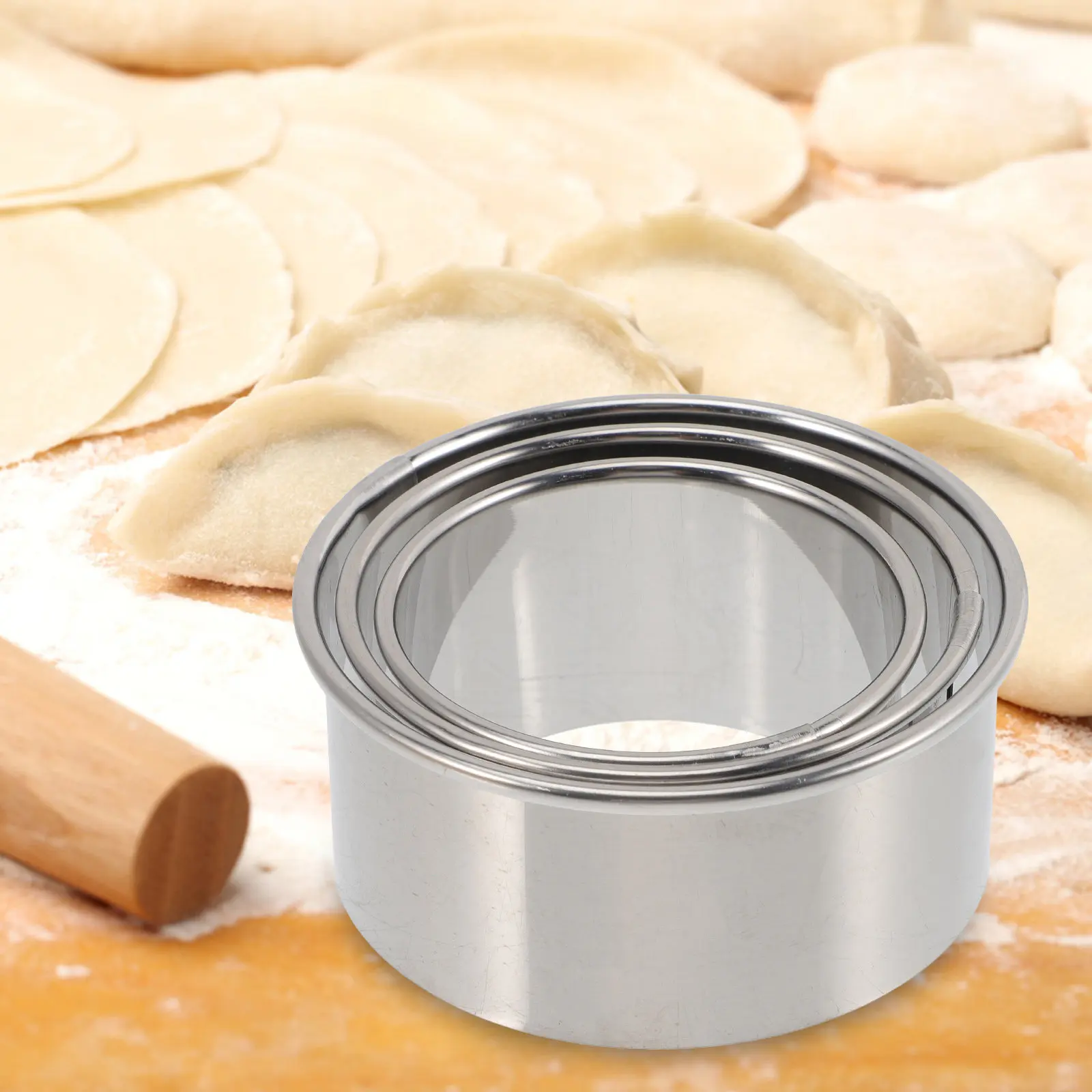 9Pcs Dumpling Skin Maker Stainless Steel Dumpling Wrapper Cutter Smooth Surface Labor Saving Kitchen Supply for Dumplings