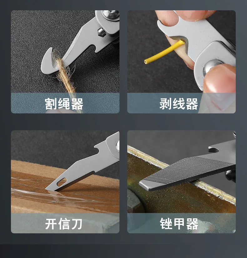 Coltello piccolo multifunzionale EDC Strumento da esterno Coltello tascabile portatile Forbici da campeggio Sega Coltello pieghevole portatile affilato di sopravvivenza