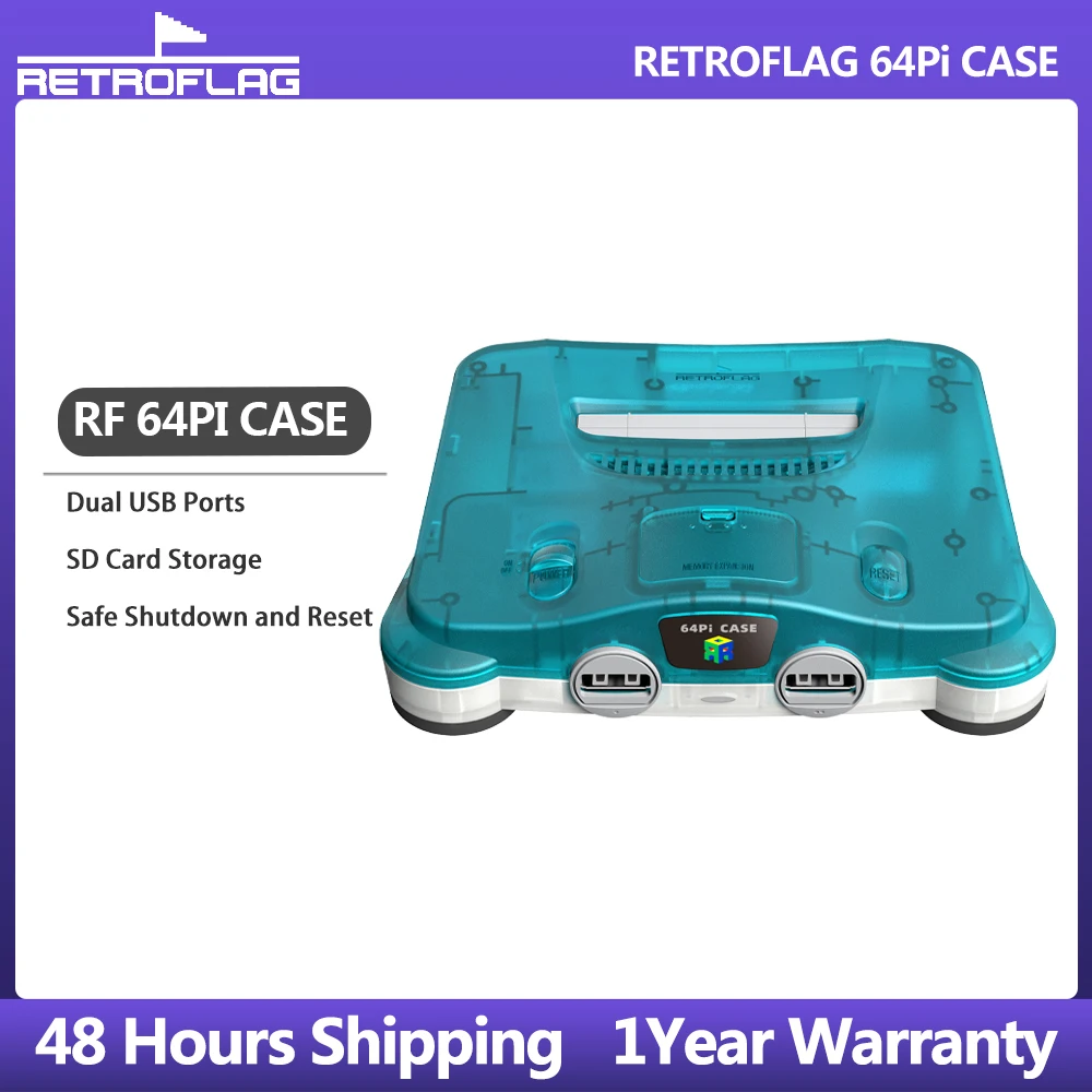 RETROFLAG 64Pi CASE Compatible with Raspberry Pi5，Game Accessories with Dual USB Ports, SD Card Storage, Safe Shutdown and Reset