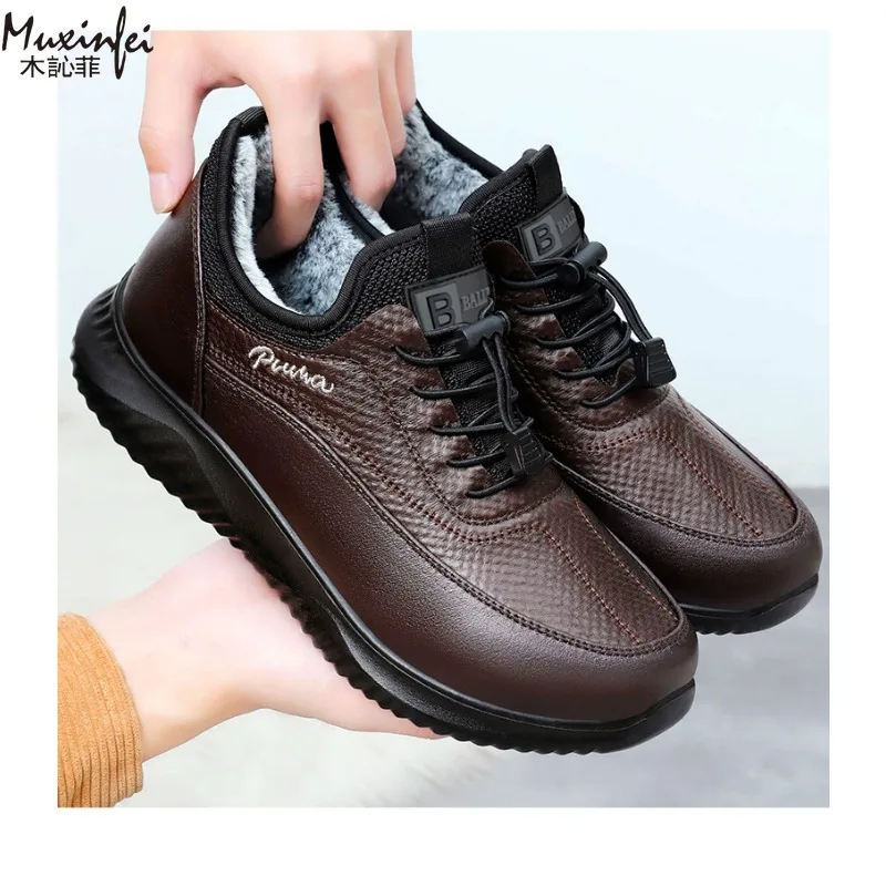 Sapatos de algodão para homens no inverno com camurça grossa quente impermeável botas ao ar livre sapatos de algodão para homens sapatos casuais impermeáveis