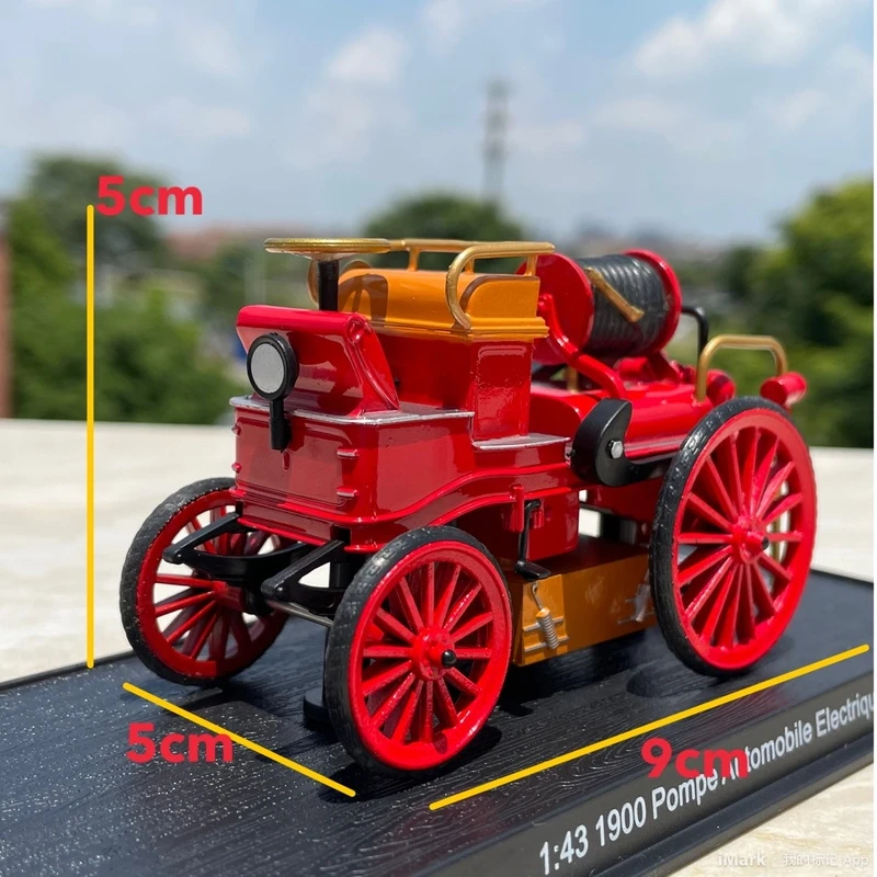 Diecast Scale 1:43 Vehicles 9cm Pompe Automobile Electrique Vintage Car Model Antique Fire Truck Alloy Car Collection Kids Gift