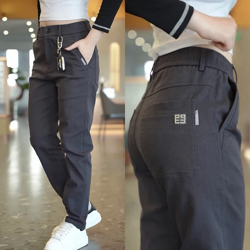 

Деловые повседневные мужские эластичные тонкие длинные брюки прямого кроя, модные корейские летние дышащие брюки свободного кроя