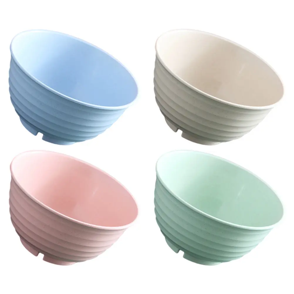 4Pcs Wheat Straw Bowls Unbreakable Anti-Fall Large Rice Noodle Soup Cereal Salad Serving Bowls for Home Restaurant