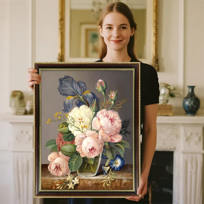 

5D Happy flowers DIY Embroidery Cross Stitch Kit flowers embroidery needlework sets 11CT printed DIY decoration for home gift