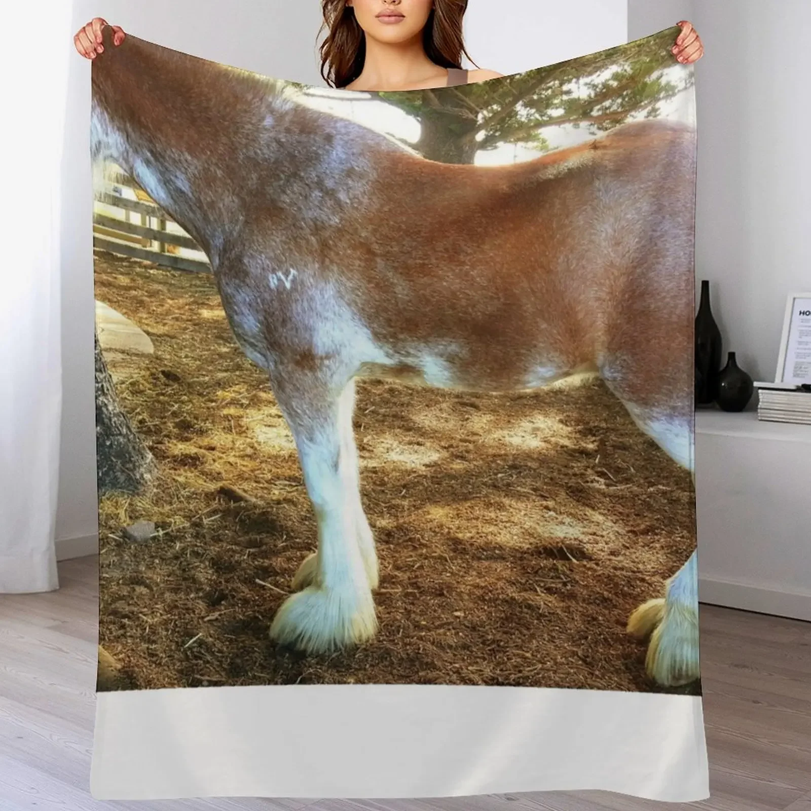 Brown Mottled Clydesdale Horse Throw Blanket Extra Large Throw Hair Blankets